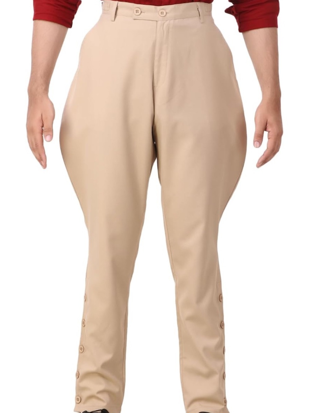 Steampunk Victorian Cosplay Costume Mens Jodhpur Pants Trousers (Beige) L